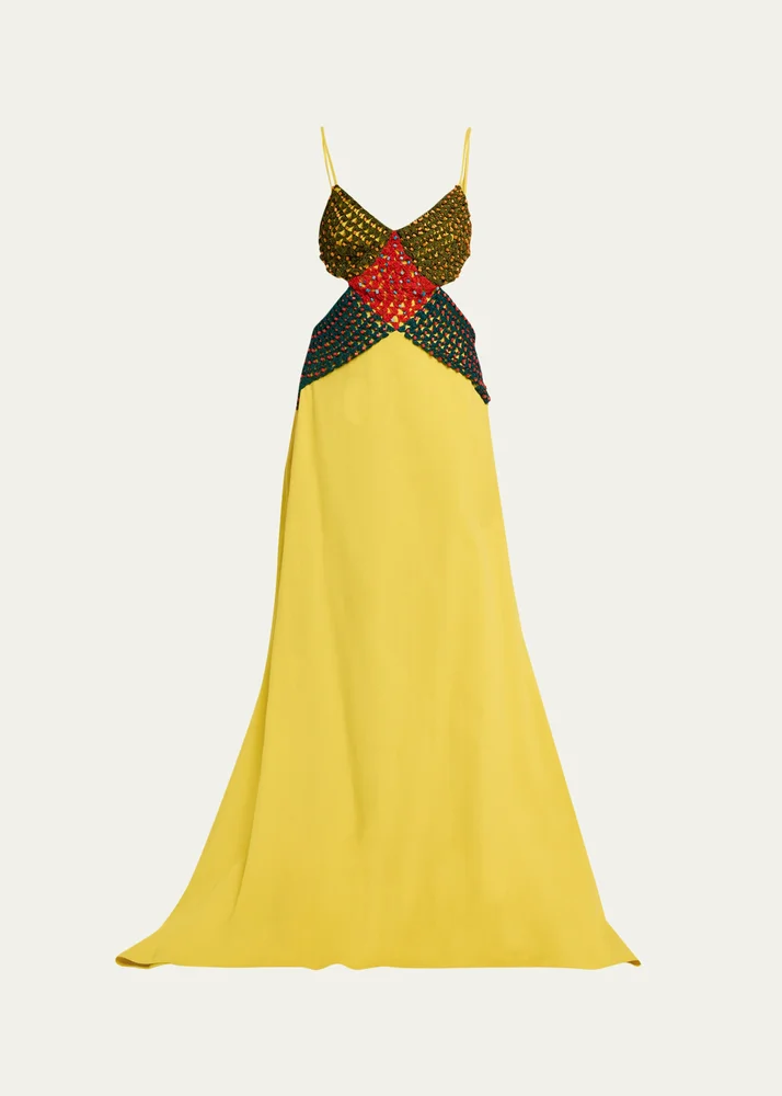 Crochet Crossing Cutout Maxi Dress