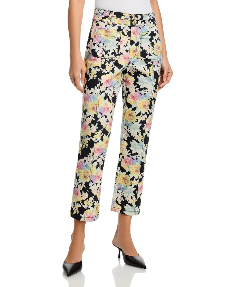 Dorothea Ikat Bouquet High Rise Ankle Jeans in Black Multi