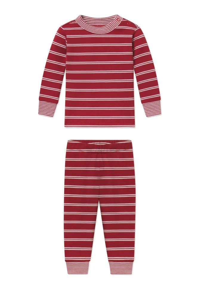 Baby Long-Long Set in Garnet Tidal Stripe