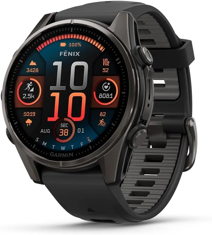 fēnix 8 Sapphire 43mm, DLC Titanium, Black/Pebble Gray