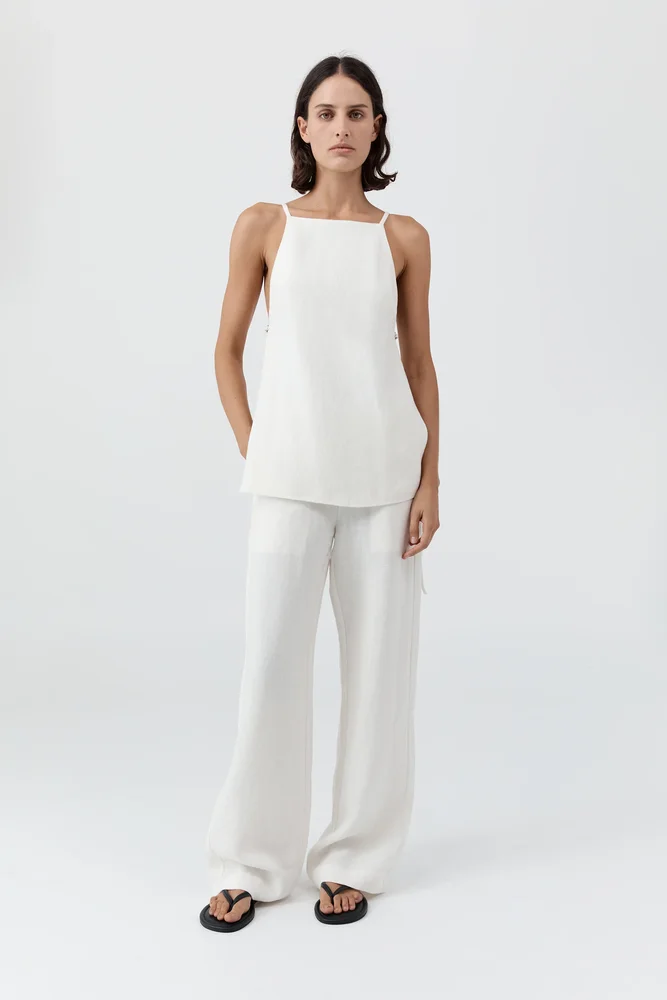 Belted Side Detail Top - Off White