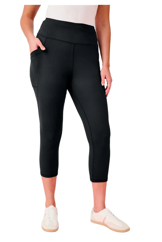 Soft Sculpt Side Pocket Capri Legging - Black