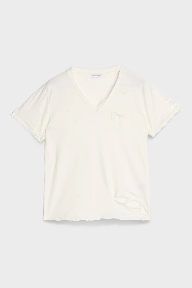 V-NECK POCKET TEE in Jersey Shell