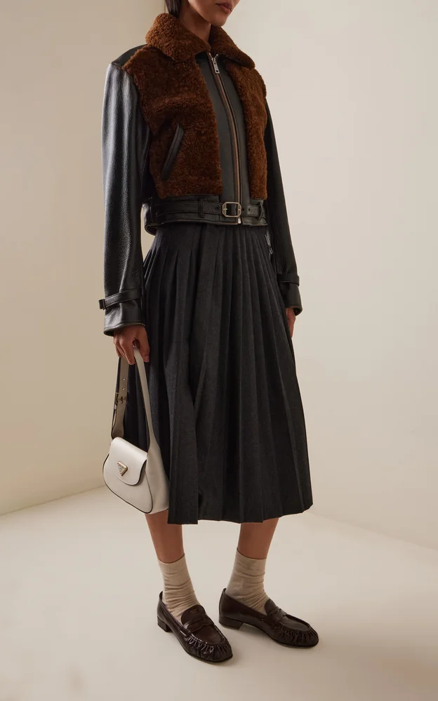 Shearling-Trimmed Leather Jacket