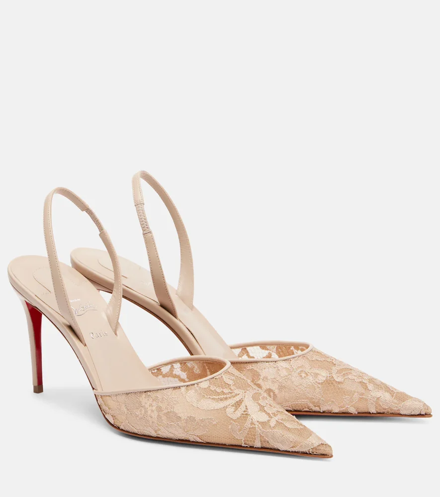 Lace slingback pumps