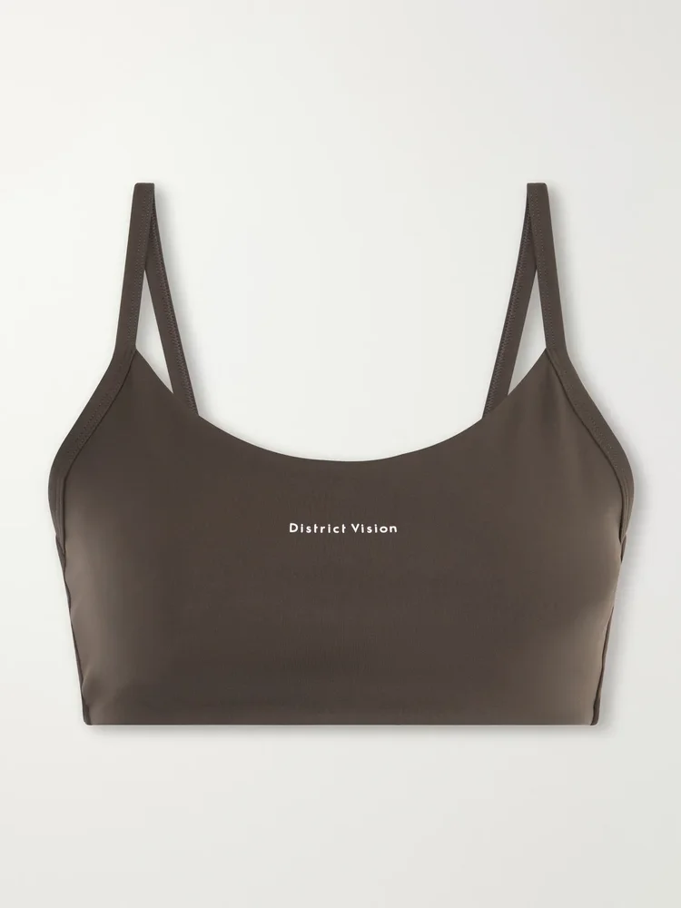 Logo-appliquéd jersey light-support sports bra