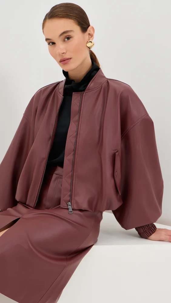 Dawn Faux Leather Exaggerated Sleeve Jacket