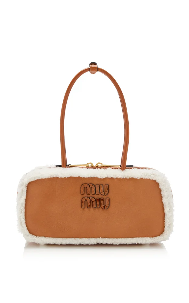Arcadie Shearling-Trimmed Nubuck Bag