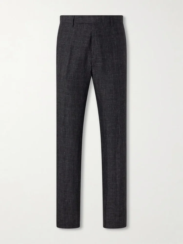 Linen Delave Check Slim Suit Trousers