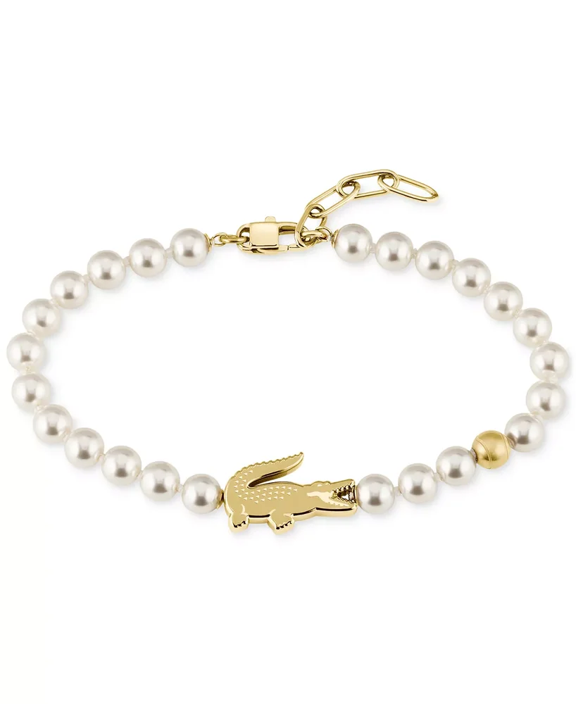 Gold-Tone Matchpoint Glass Pearl Strand Bracelet