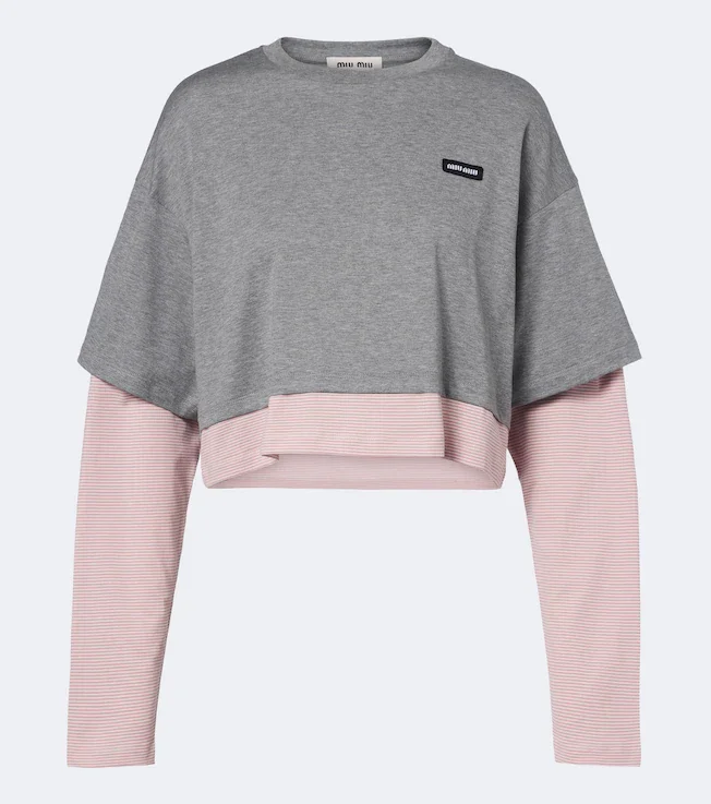 Layered cotton jersey T-shirt