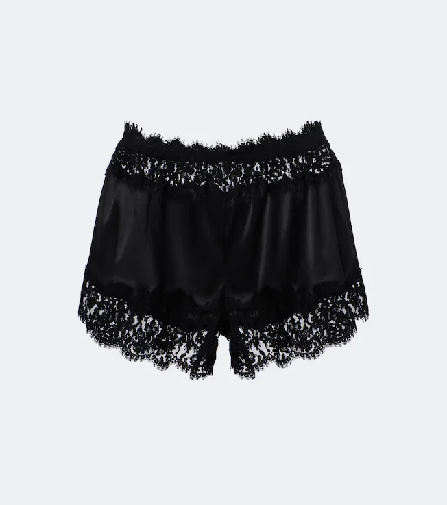 Lace-trimmed silk and cotton-blend shorts