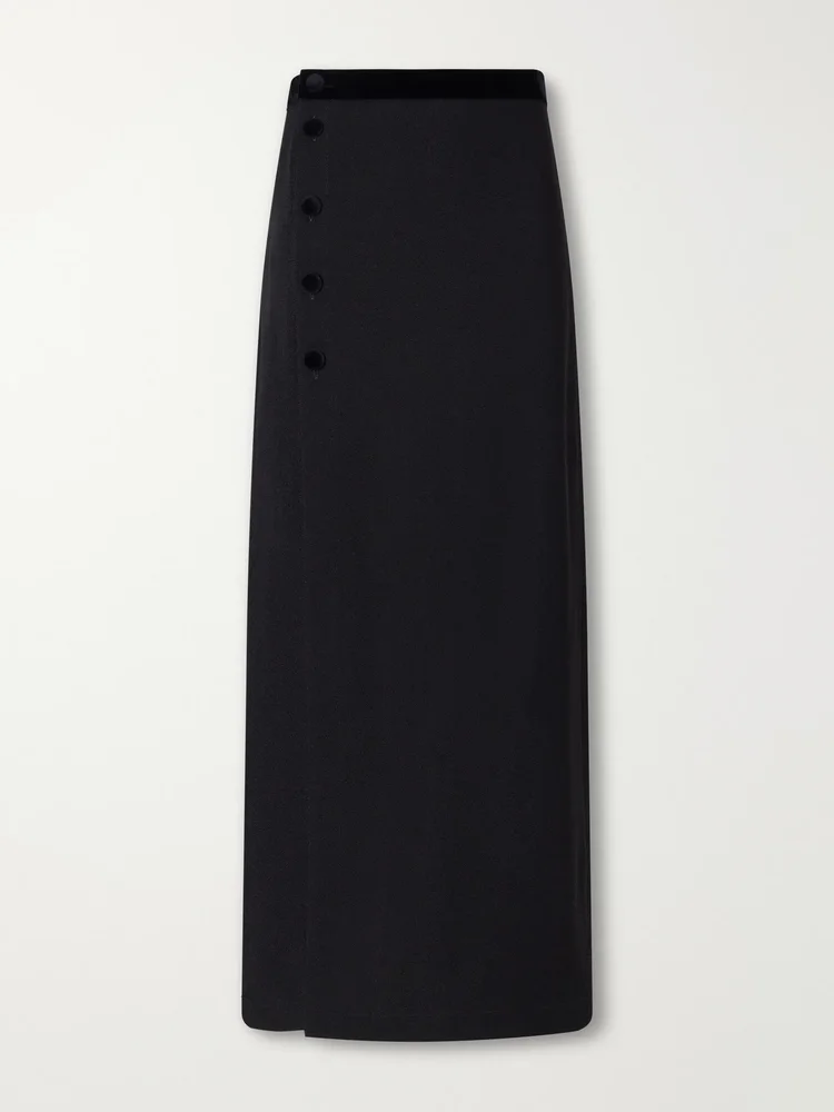 Ara velvet-trimmed crepe midi skirt