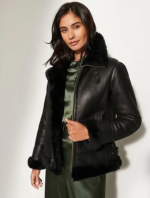 Overland Jane Sheepskin B-3 Bomber Jacket