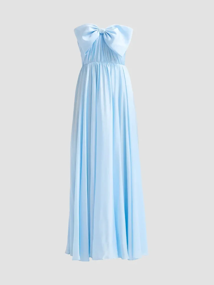 Lunette Bow-Detail Strapless Gown