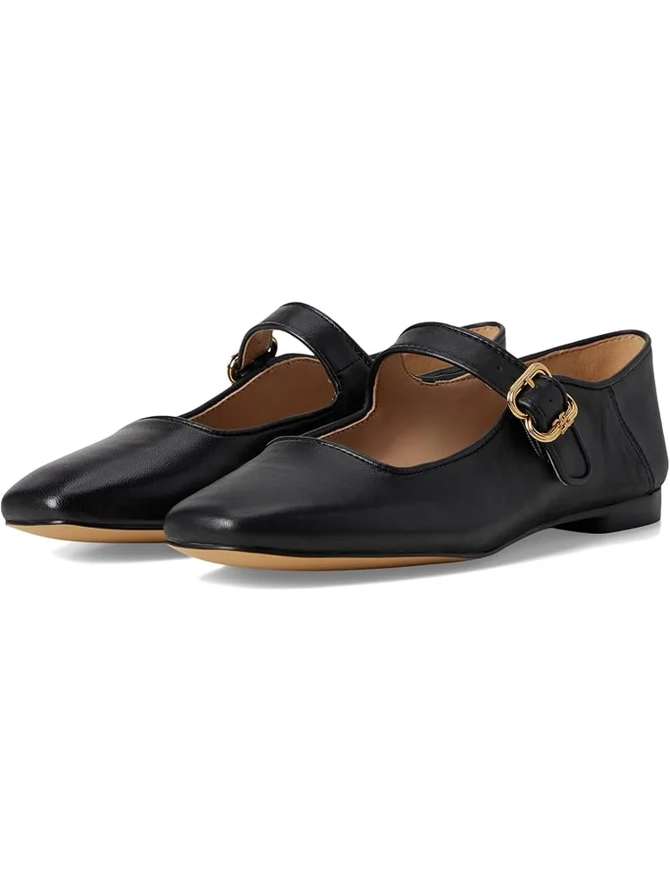 Michaela Ballet Flat in Black Leather