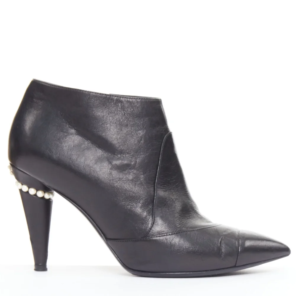 Women's Leather Cone Heel Ankle Boots