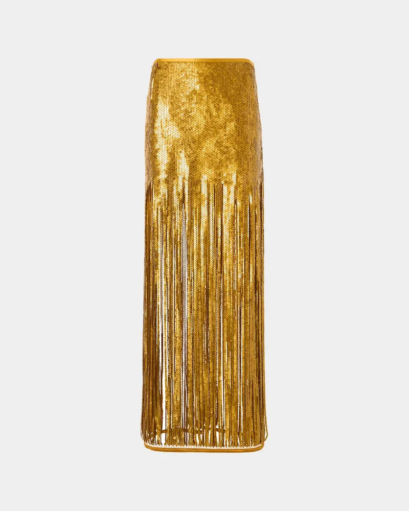 Sequined Fringe Midi Skirt