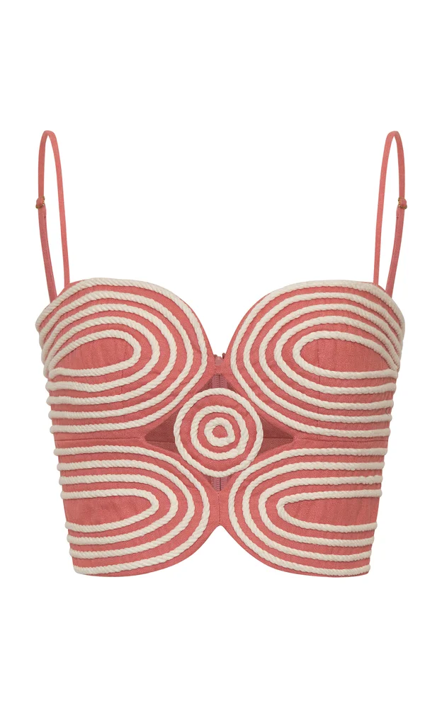 Baía Embroidered Linen Crop Top