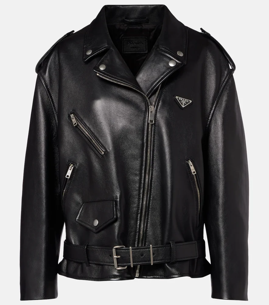Leather biker jacket