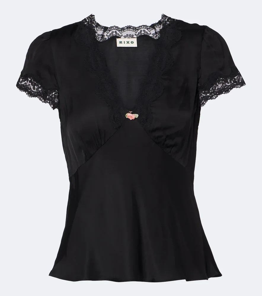 Karia lace-trimmed satin top