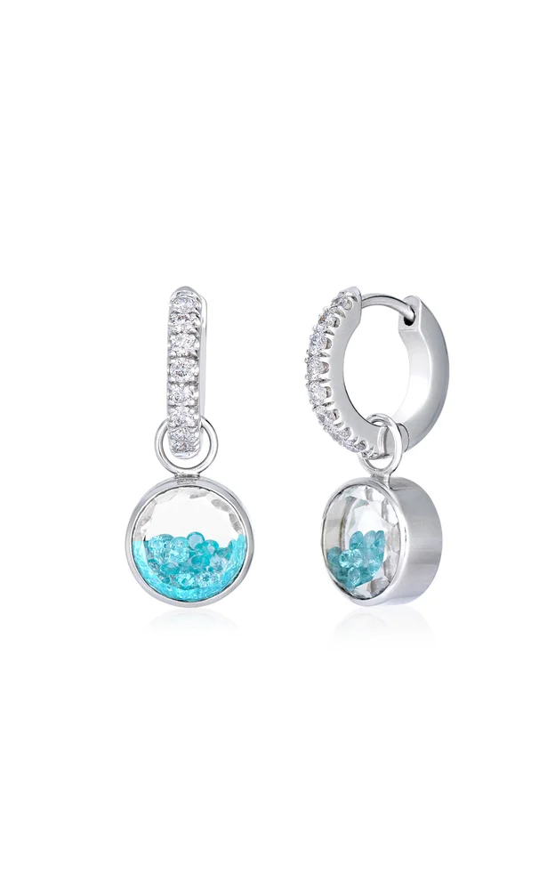 18k White Gold Core Gala Huggie Earrings Paraiba