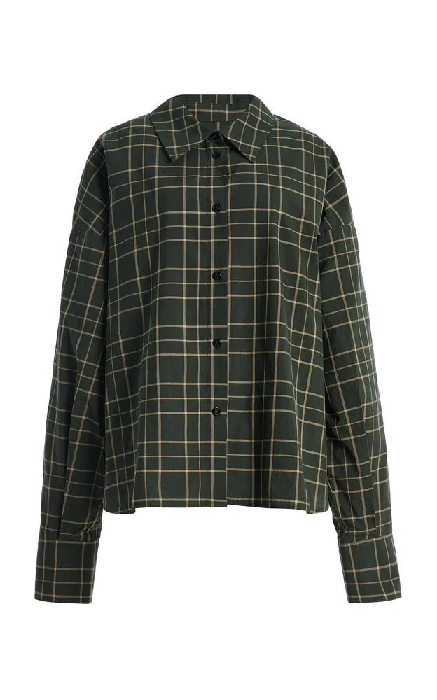 Boxy Plaid Cotton Shirt