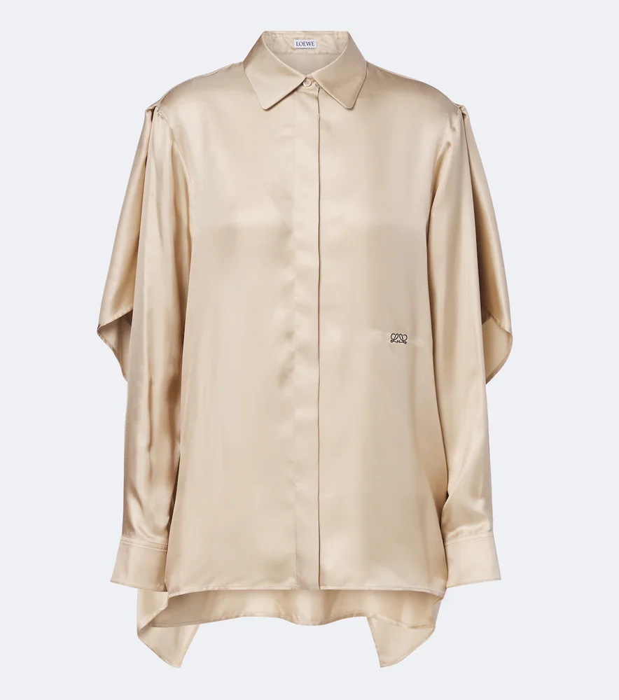 Caped silk twill shirt
