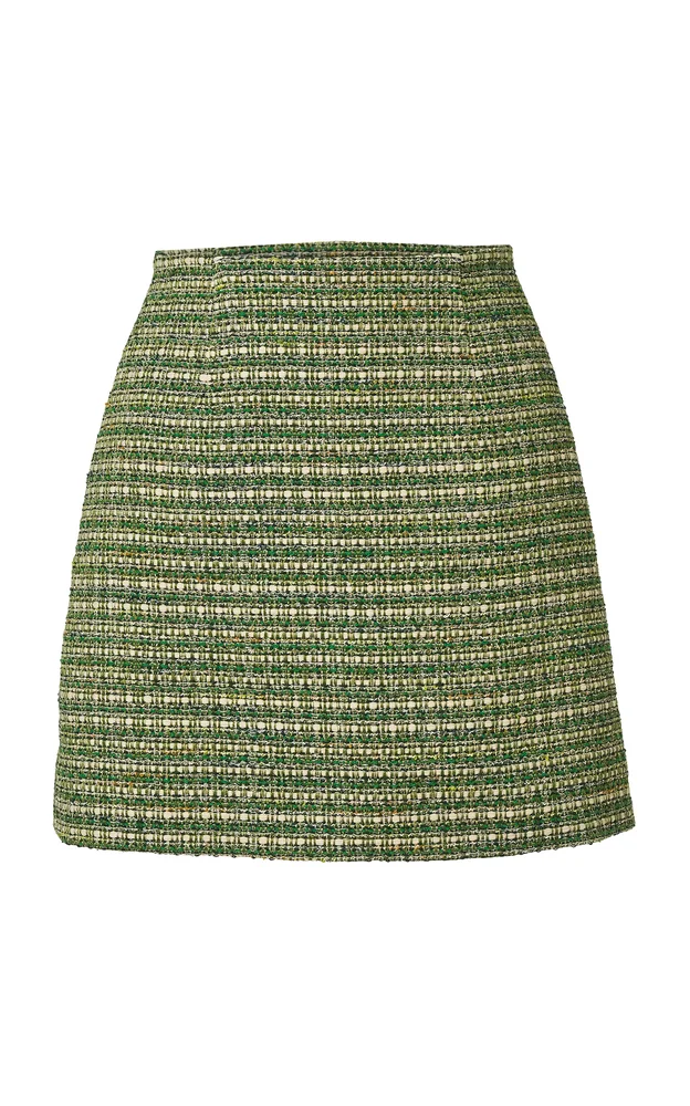 High-Rise Cotton-Blend Tweed Mini Skirt
