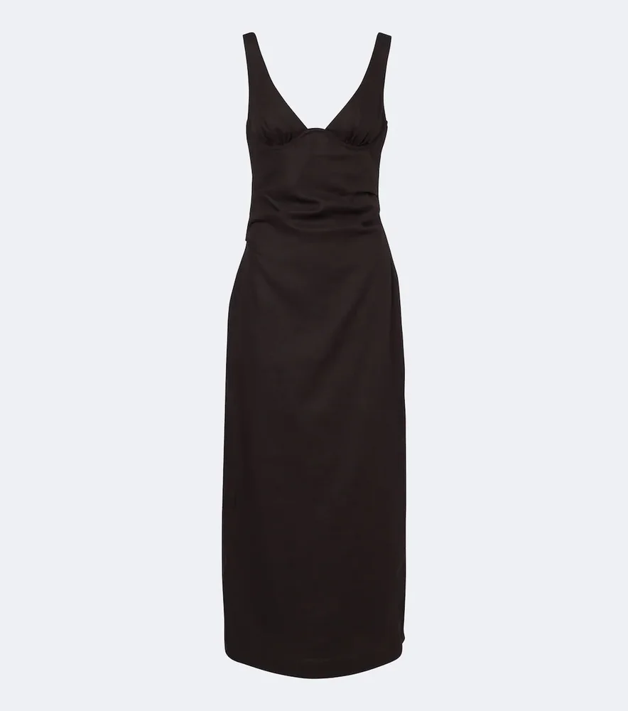 Draped linen midi dress
