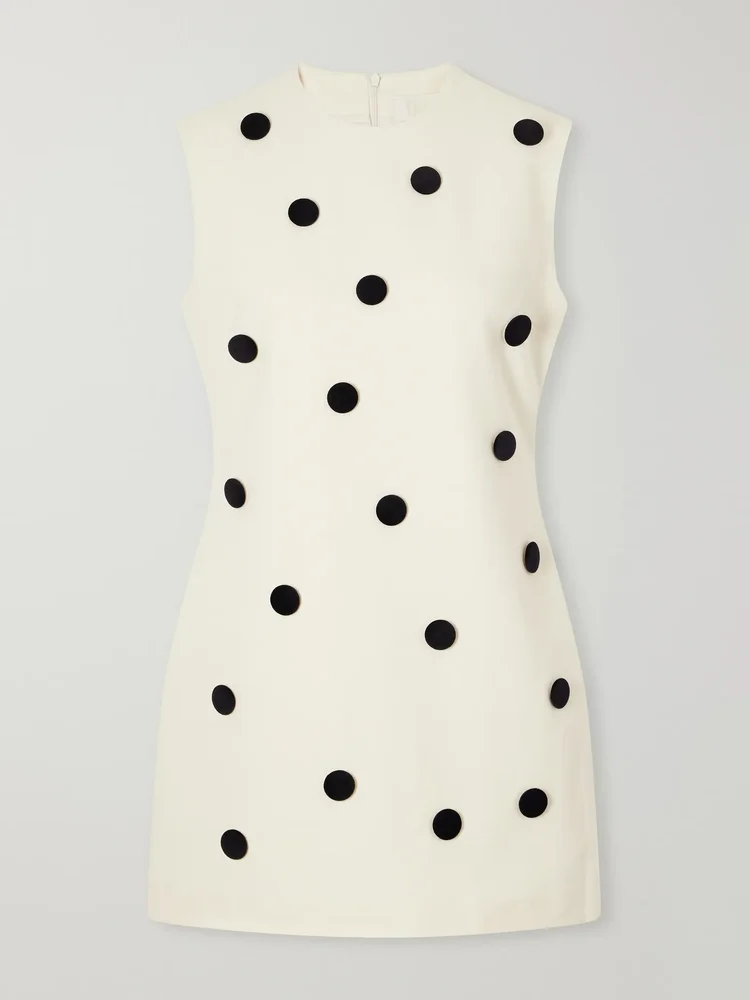 Carole polka-dot crepe mini dress