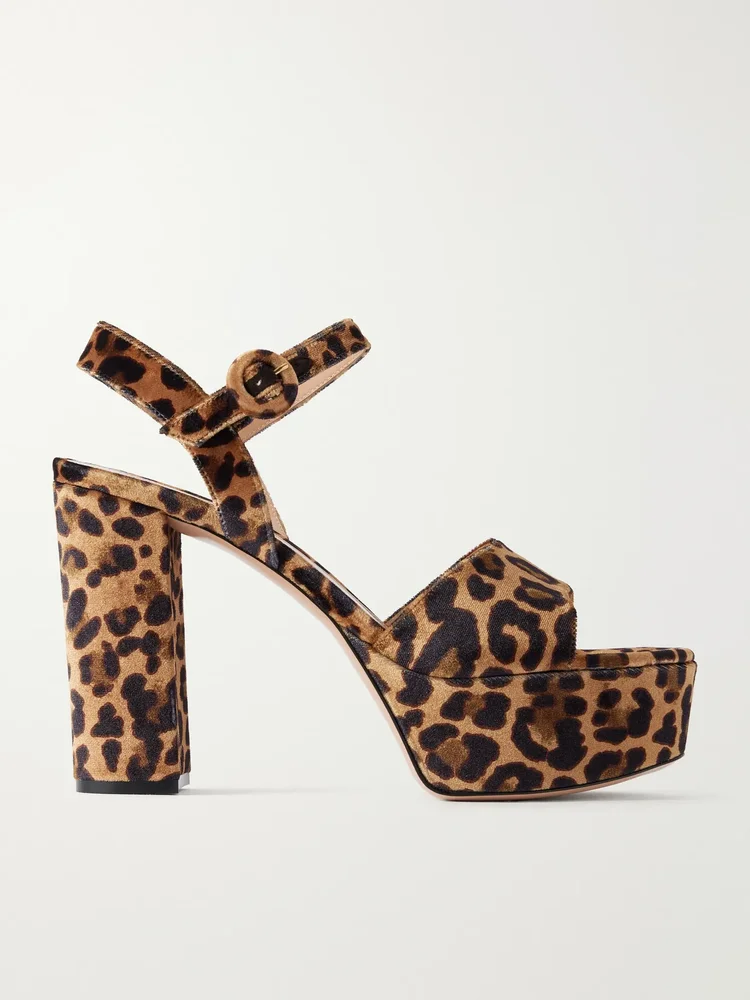 70 leopard-print velvet sandals