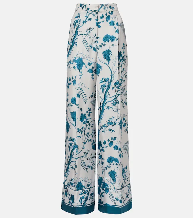 Floral silk pajama pants