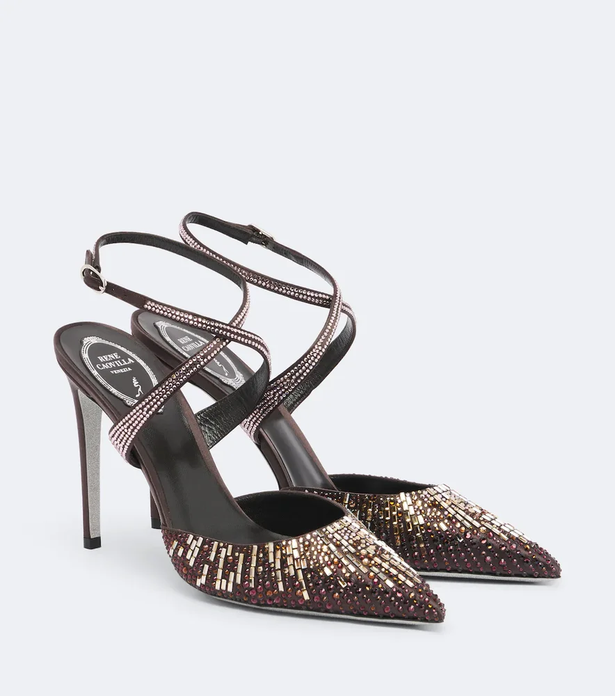 Swarovski®-embellished satin pumps
