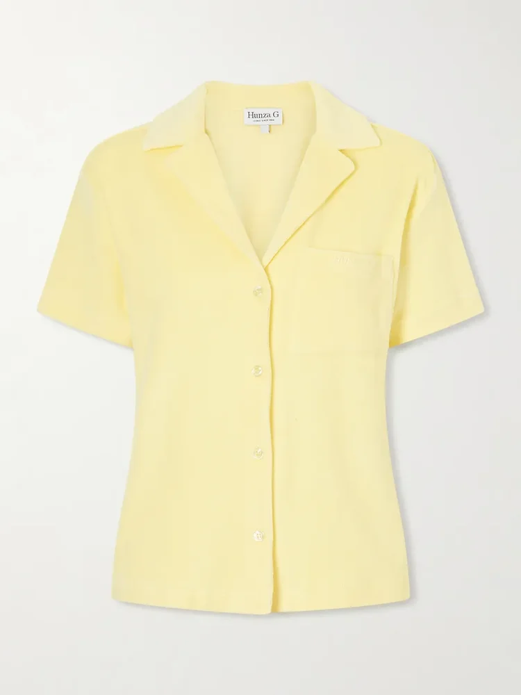 Embroidered cotton-terry polo shirt