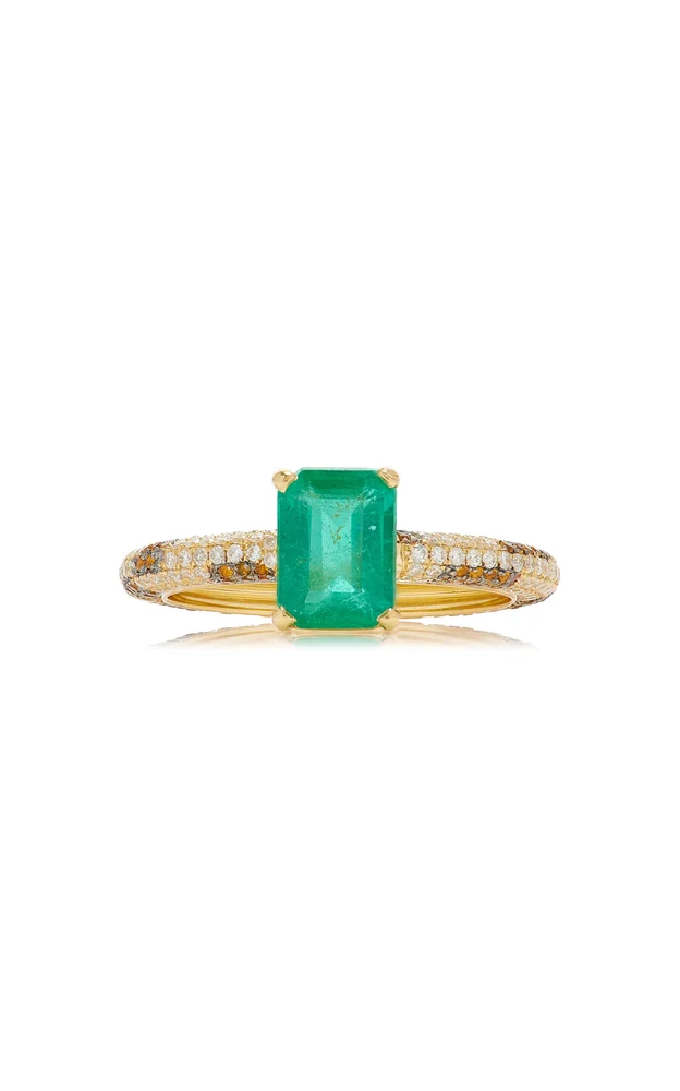 Leopard 18K Yellow Gold Emerald Ring