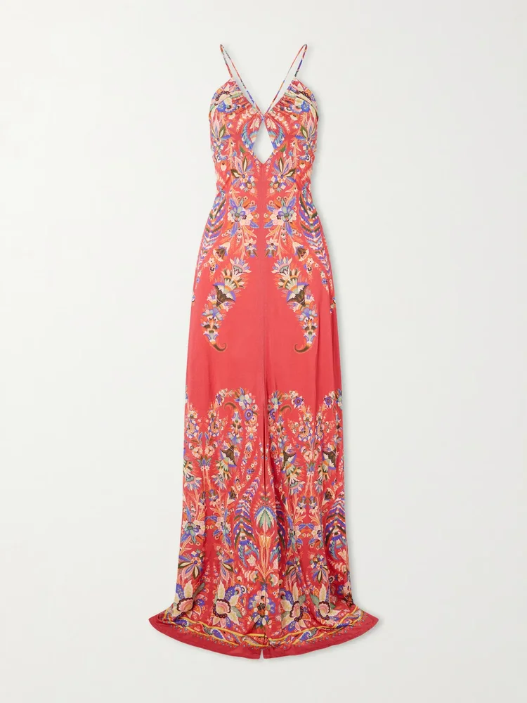 Floral-print crepe maxi dress