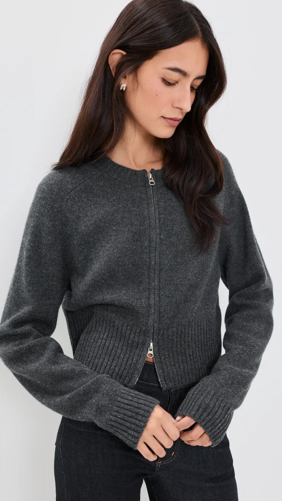 Eddie Zip-Up Cashmere Cardigan
