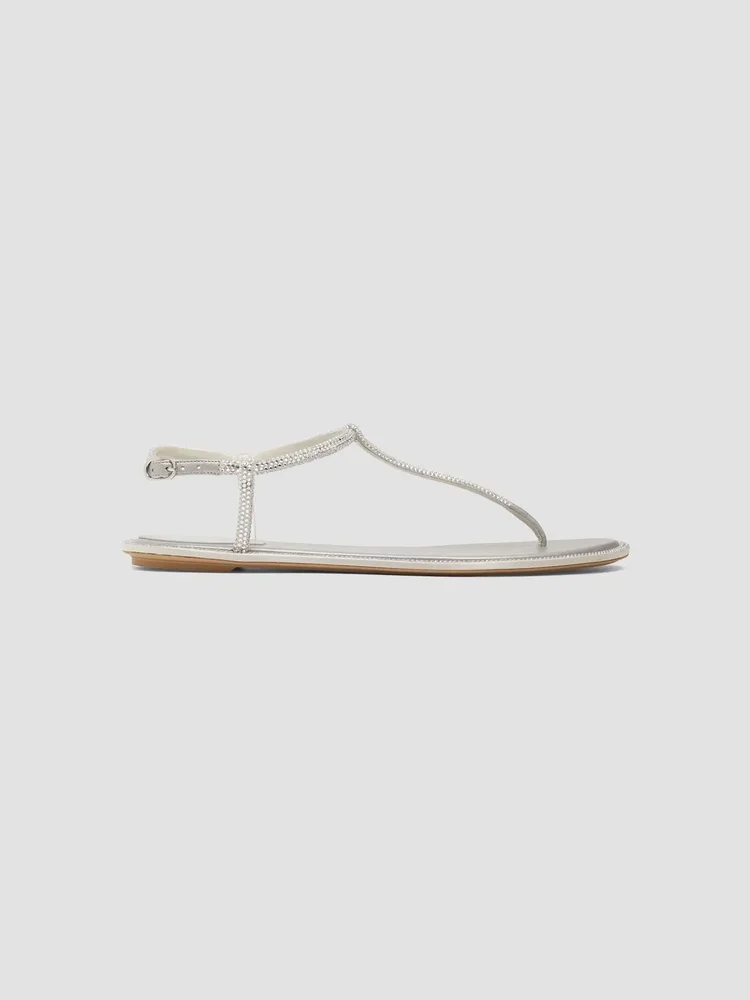 Diana Crystal-Strap Silk Flat Sandals