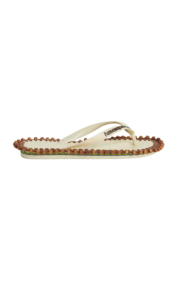 x Havaianas Avaia Wood-Beaded Rubber Sandals