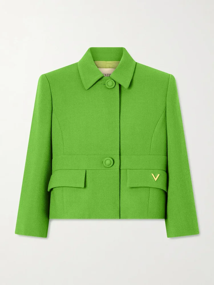 Cropped wool-crepe jacket
