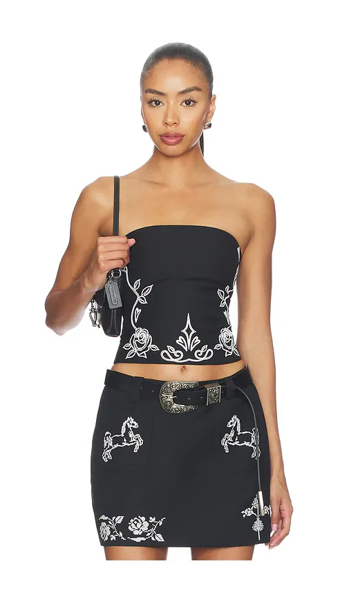 Floral Embroidered Tube Top