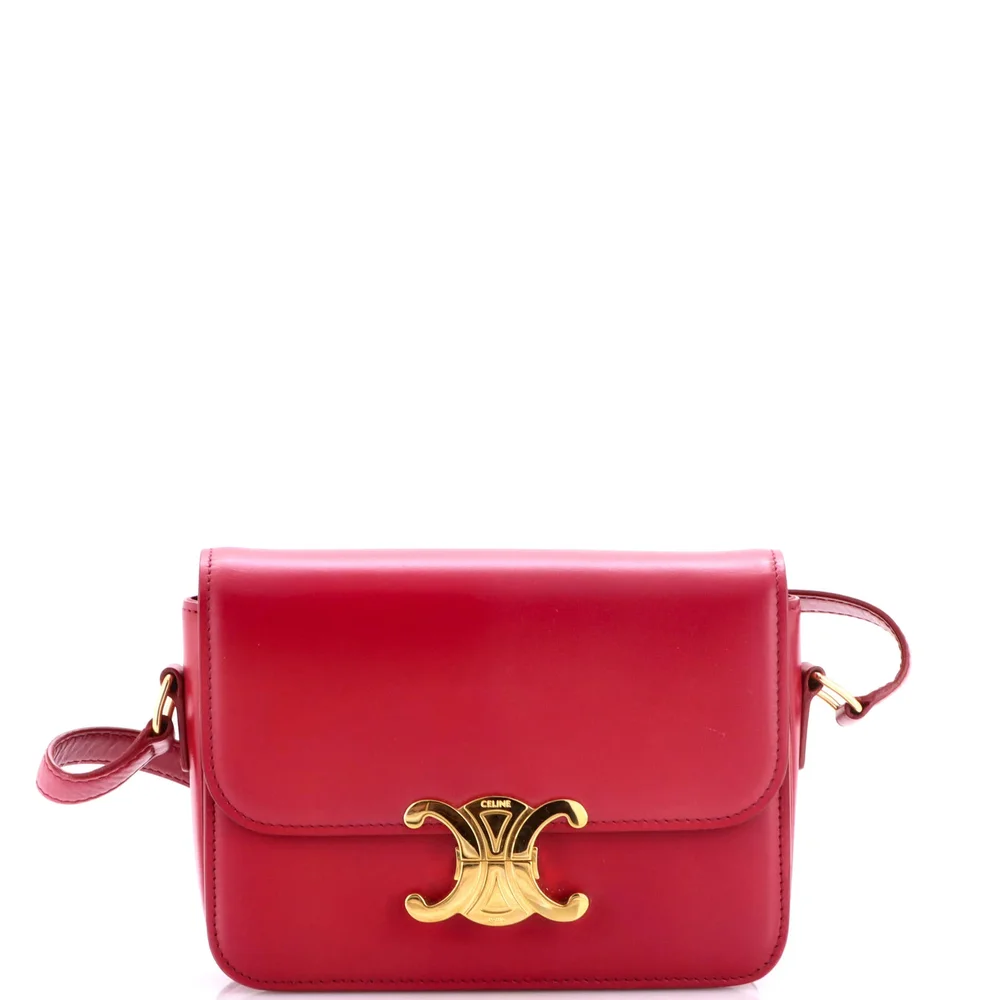 Pre-Owned Teen Triomphe Shoulder Bag in Smooth Calfskin, Red