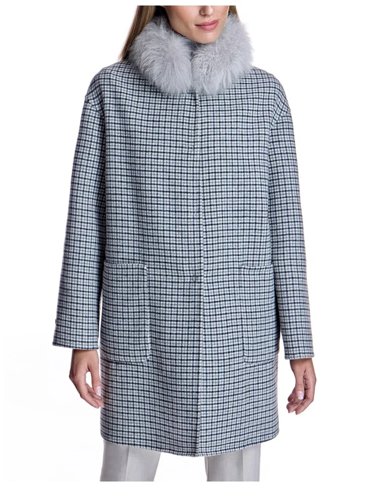 Reversible Check Woolblend Coat