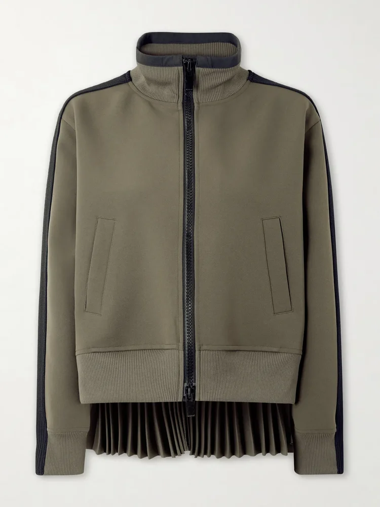 Pleated tech-jersey blouson jacket
