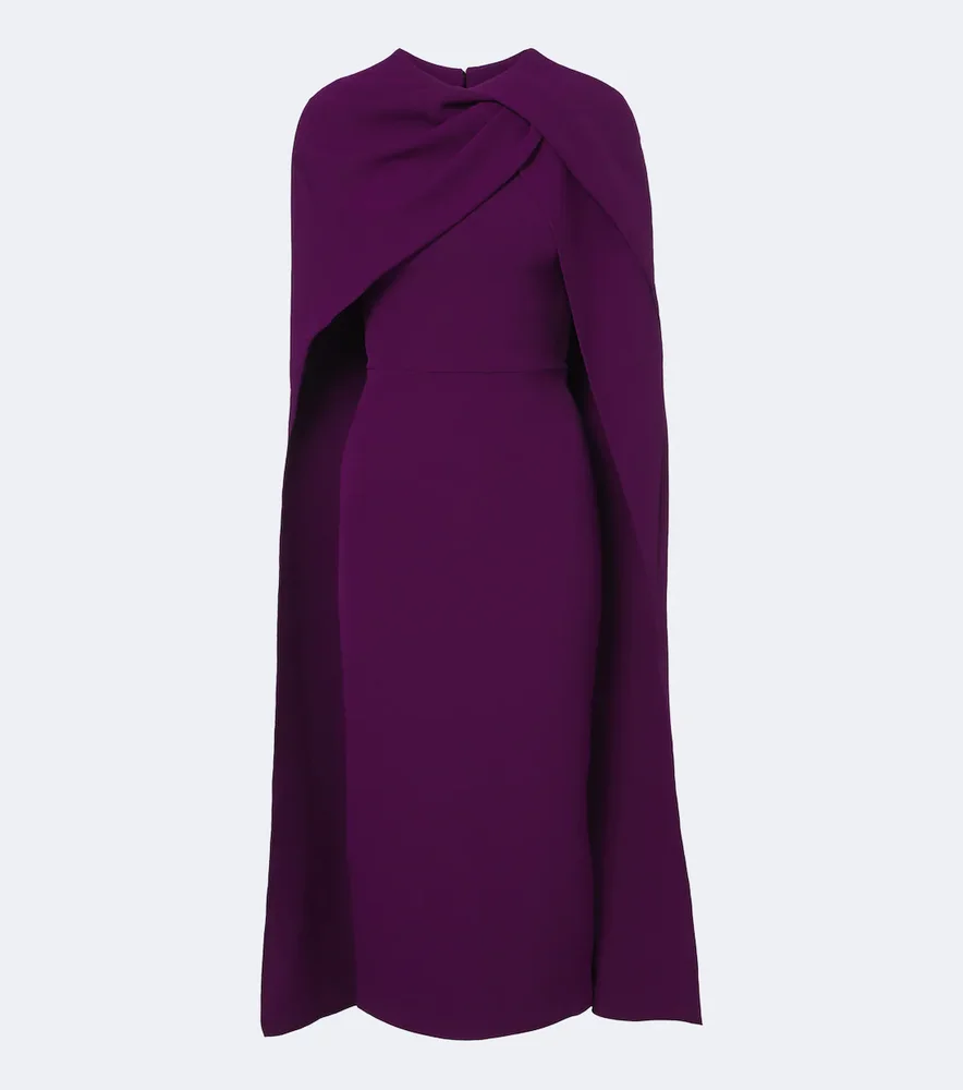 Oria caped crêpe midi dress
