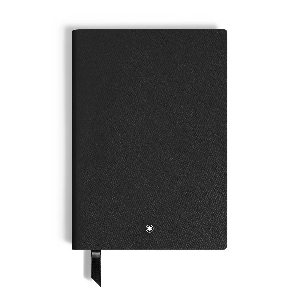 Notebook Medium, Saffiano Leather, Black, Lined Pages
