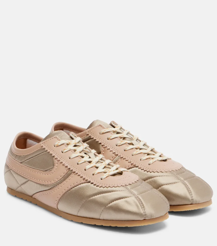 Satin and Leather Sneakers, Grey