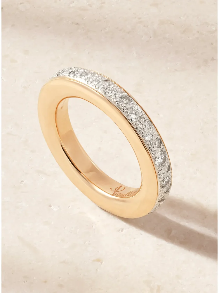 Iconica 18-karat rose and rhodium-plated white gold diamond ring