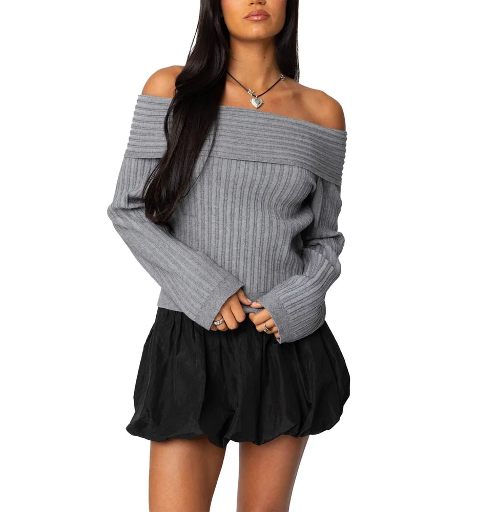 Brandy Fold Over Ribbed Sweater